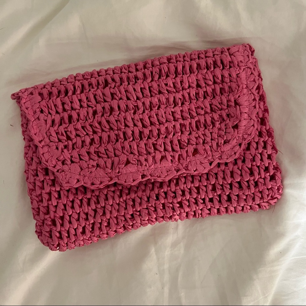 Pink Raffia Summer Clutch